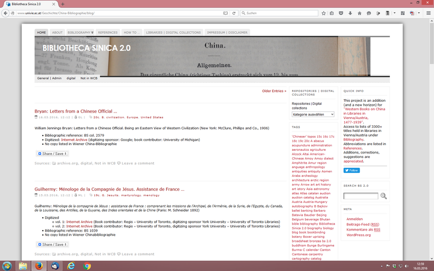 Bild der Startseite der homepage Bibliotheca Sinica 2.0 = gleichzeitig link zur homepage Bibliotheca Sinica 2.0